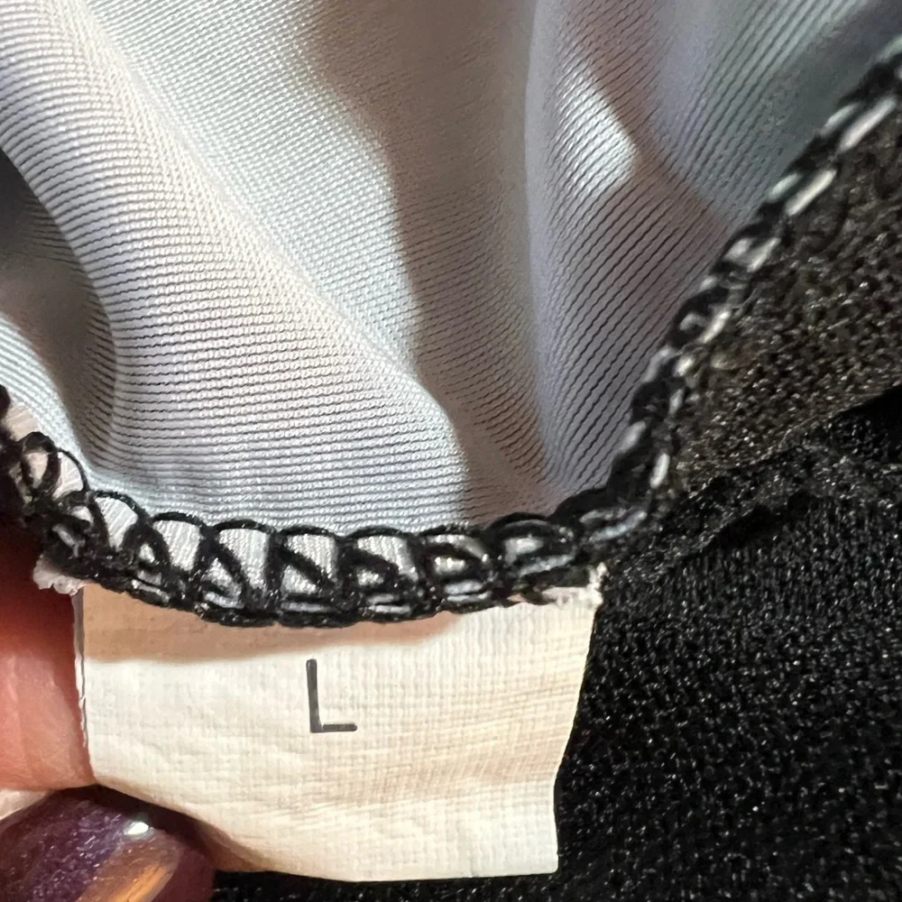 NWOT BLACK LACE-UP ADJUSTABLE LOW BACK ONE PIECE WITH TROPICAL LEAF PRINT - Picture 10 of 11